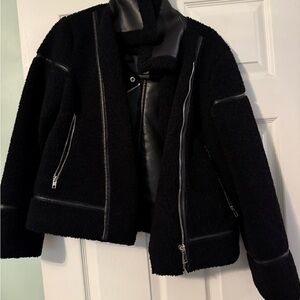 Joie black moto jacket with faux shearling